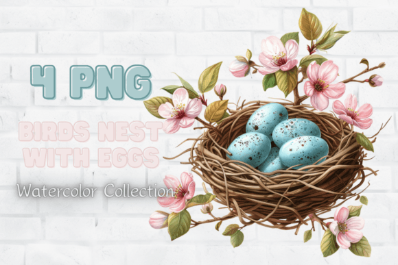 Bird Nest Clipart and Decorative Eggs for Your Creative Work