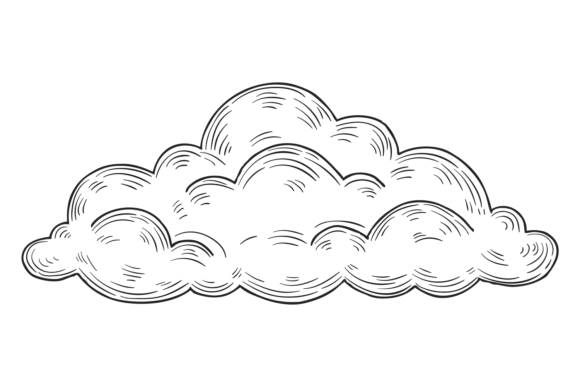Cloud-Like Creativity: Using Decorative Fluffy Cloud Drawing. Black I