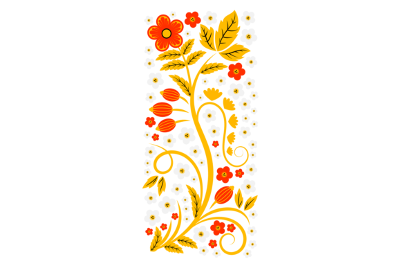Decorative Floral Branch: Stylized Ornate Rustic Element