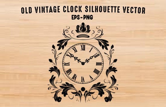 Decorative Old Clock Clipart Silhouette: Timeless Style