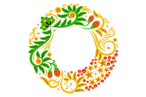 Decorative Ornate Wreath: A Botanical Colorful Design Essential