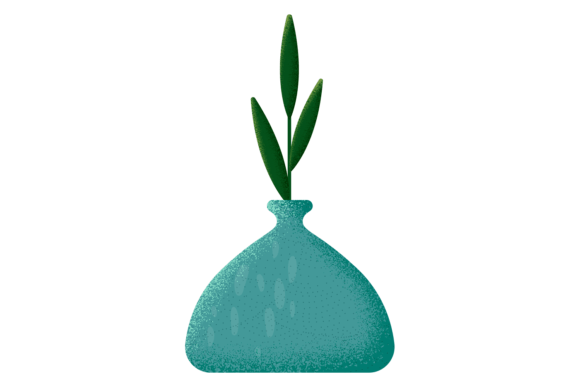 Decorative Vase with Green Plant Branch: A Visual Asset
