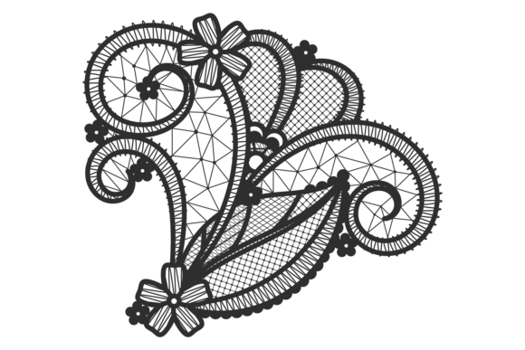 Flower Lace Element: Elevate Designs with Decorative Black Fa