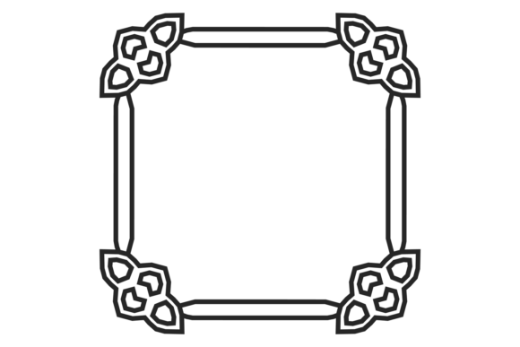 Retro Decorative Frame: Black Line Ornat for Timeless Branding